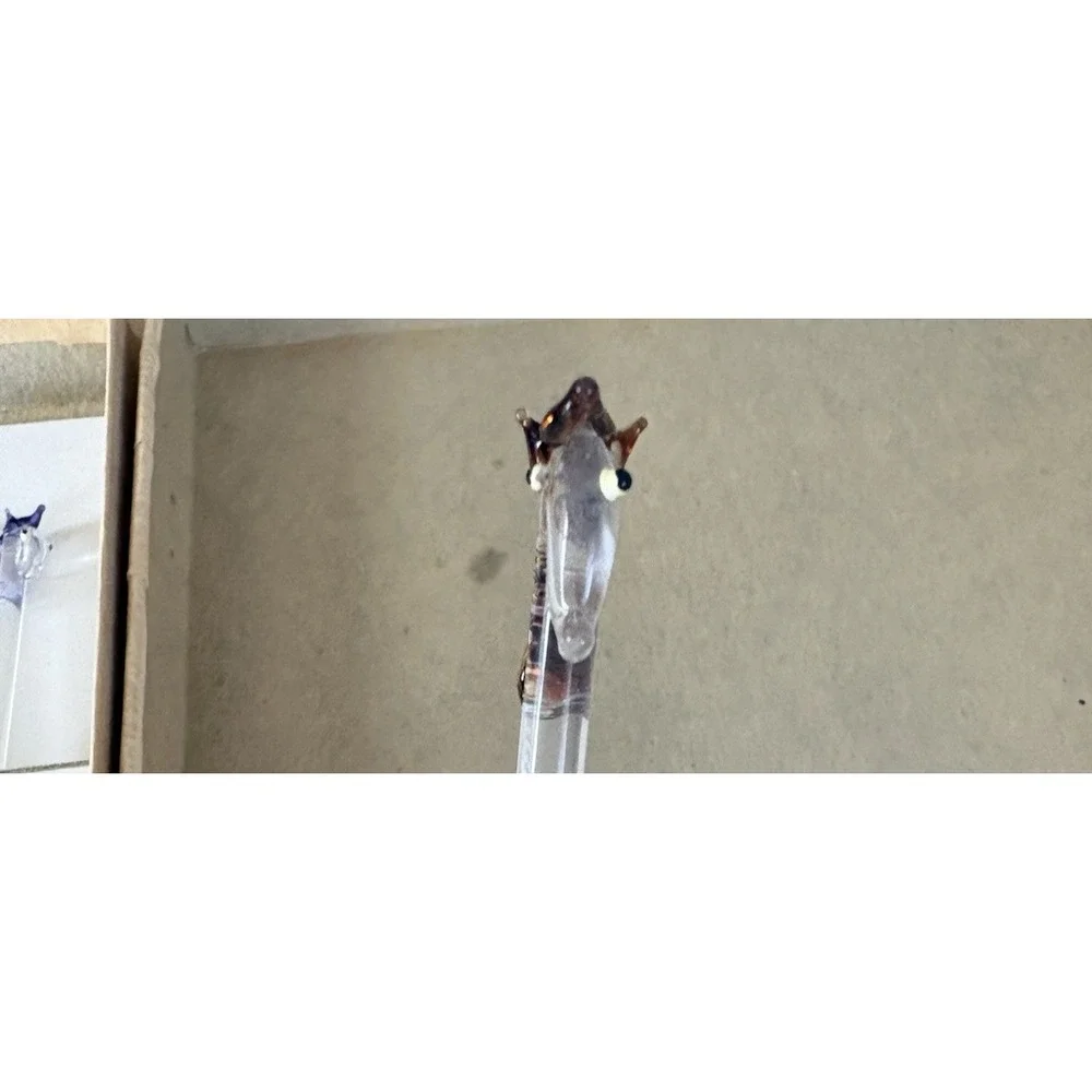 Vintage bar cocktail lampwork glass swizzle sticks Prancing Colts horses NOS NIB